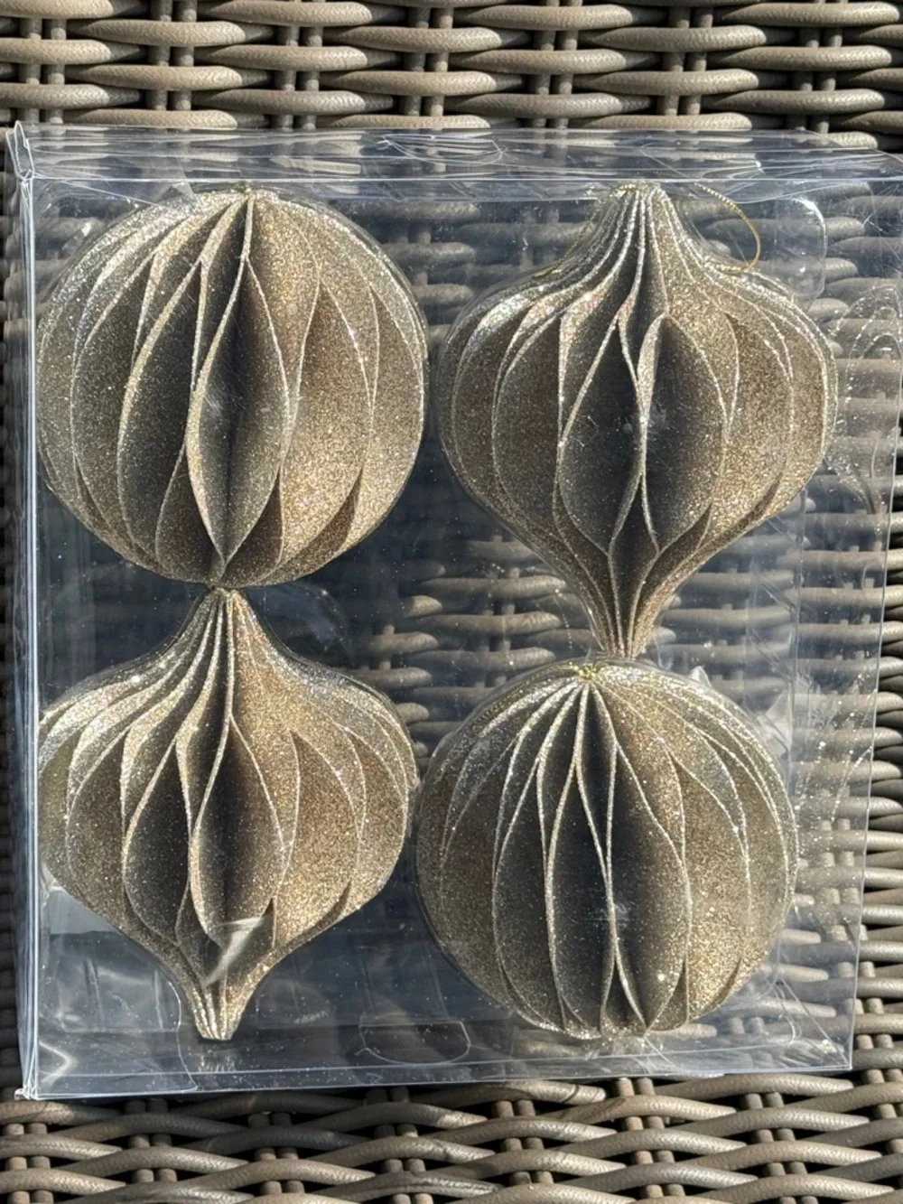 Gold Glitter Ornaments - Set of 4 - NWT